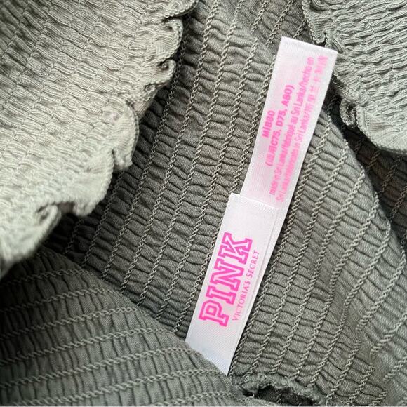 PINK Victoria's Secret Army Green Smocked Tube Top Casual Basic Size Medium - Picture 10 of 10